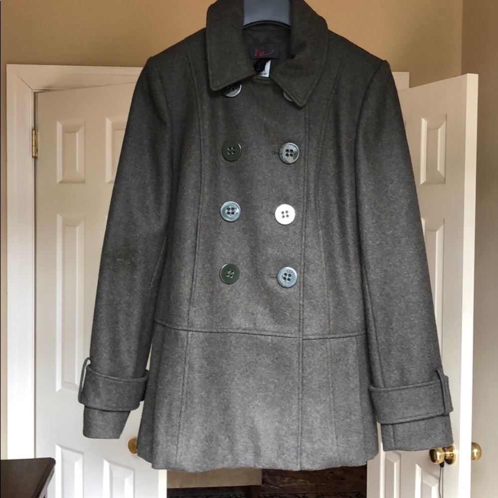 Dark green wool pea coat